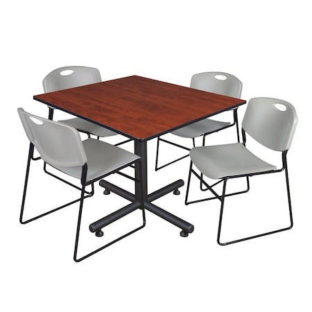 Kobe Kobe Square Table & Chair Set, Wood, Metal, Polypropylene Top TKB4848CH44GY